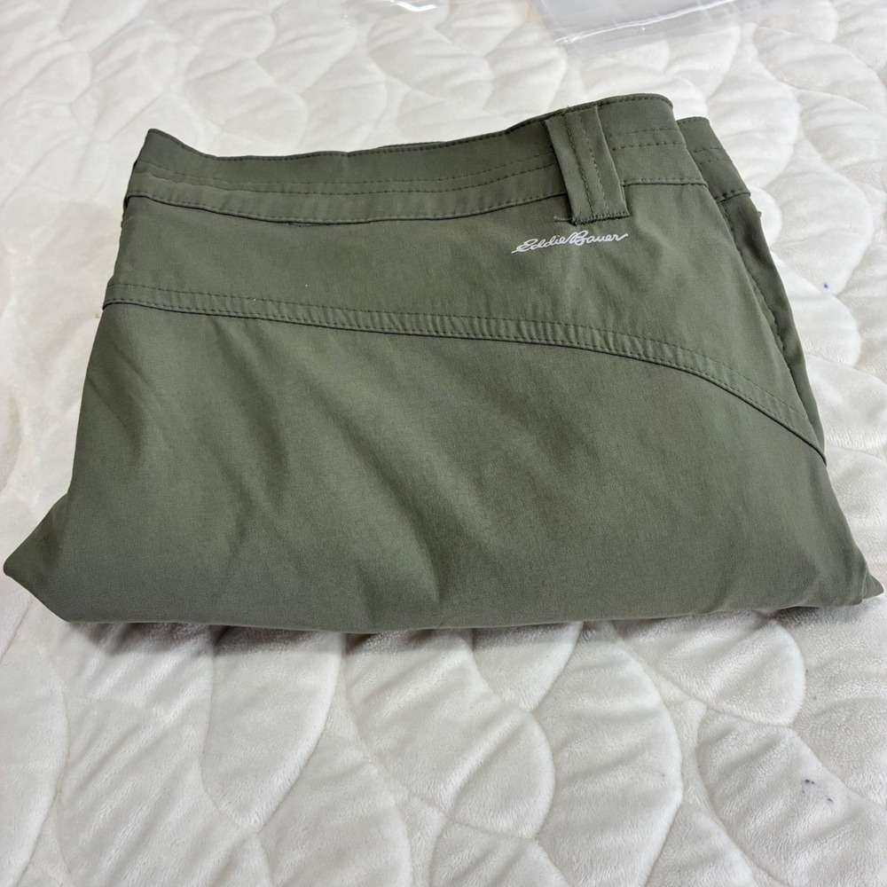 Eddie Bauer Womens Green Hiking Capri‎ Pants Size 16 Convertible Outdoor Casual